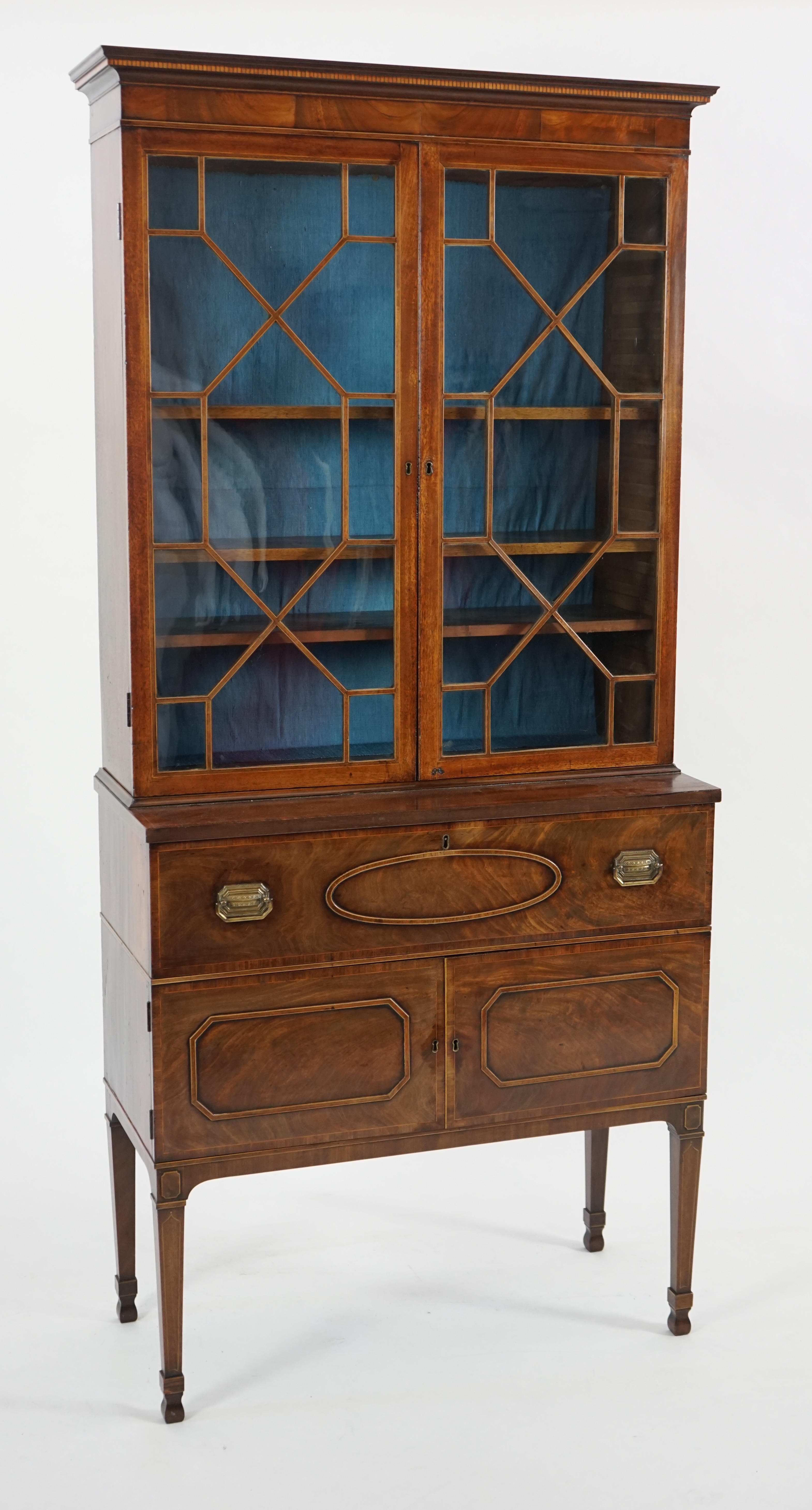 A late George III mahogany secretaire bookcase